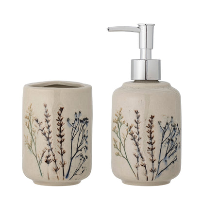Bloomingville Bea Seifenspender-Set, Natur, Steingut