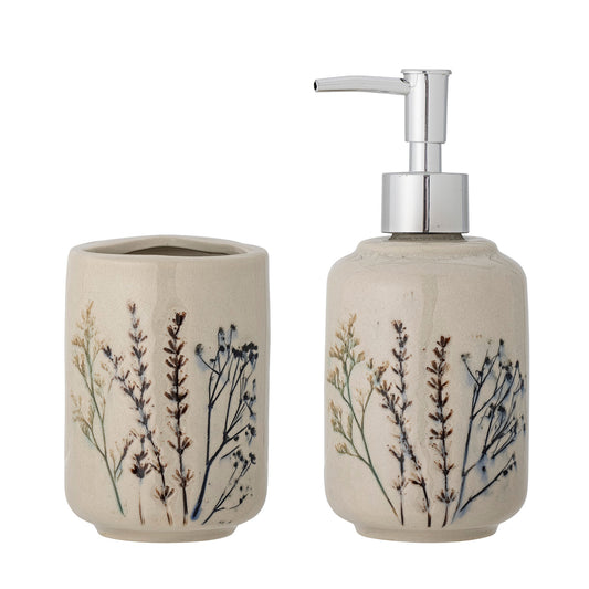 Bloomingville Bea Seifenspender-Set, Natur, Steingut