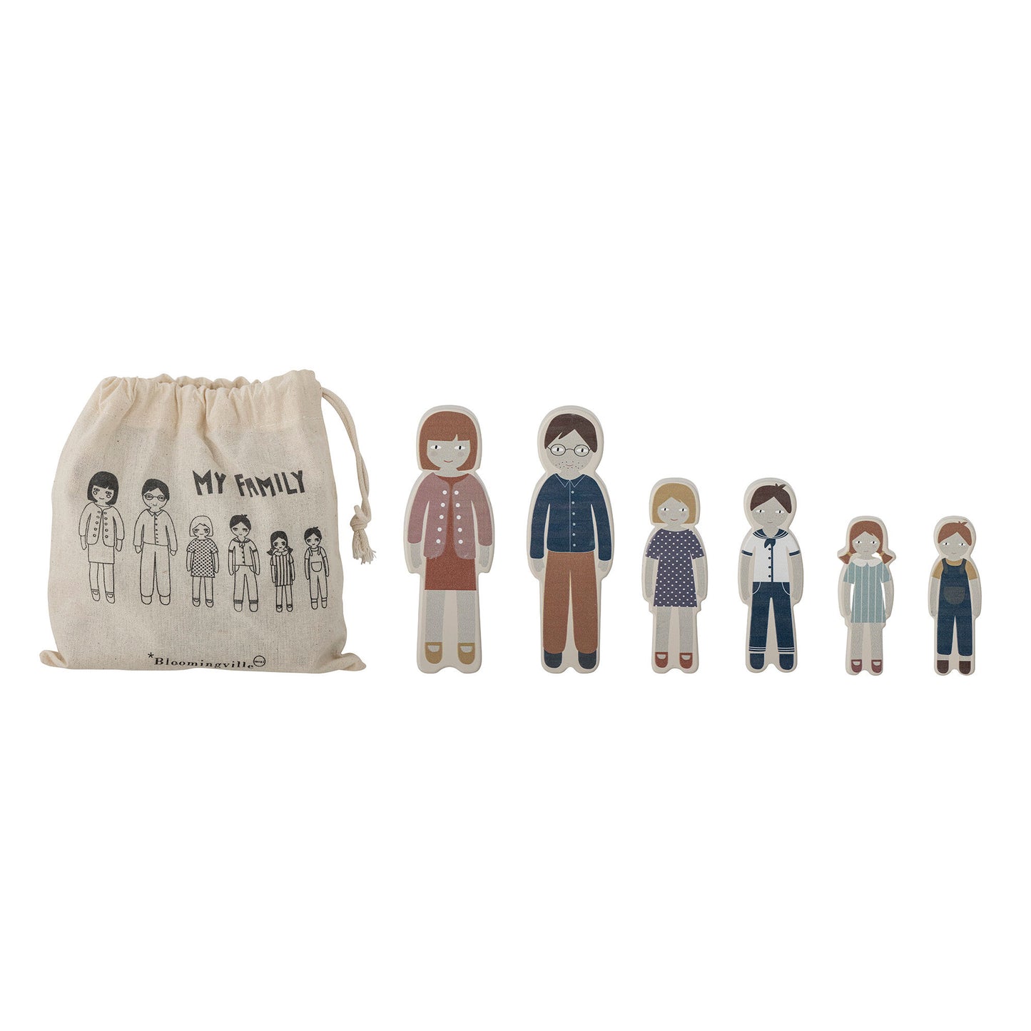 Bloomingville MINI Wilton Spielset, Familie, Braun, MDF
