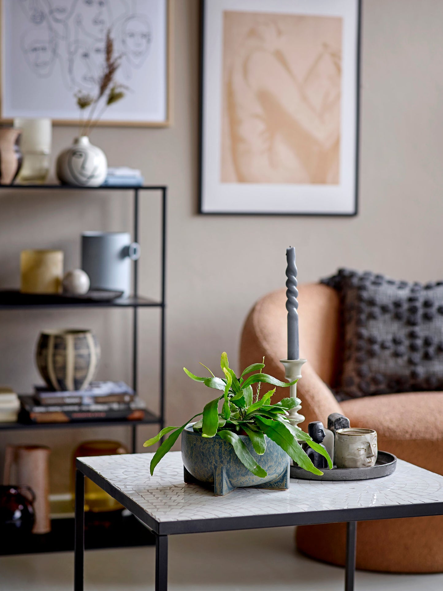 Bloomingville Niah Couchtisch, Weiß, Stein