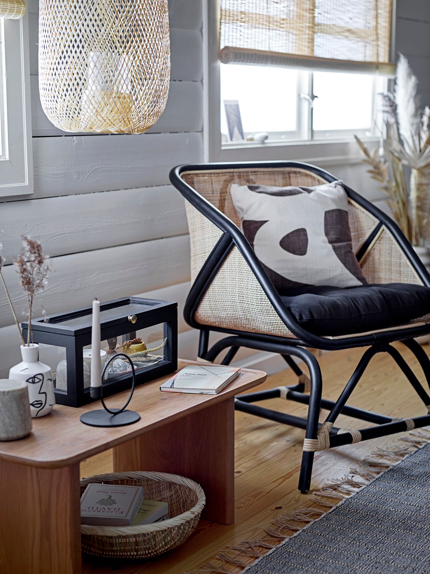 Bloomingville Loue Loungesessel, Schwarz, Rattan