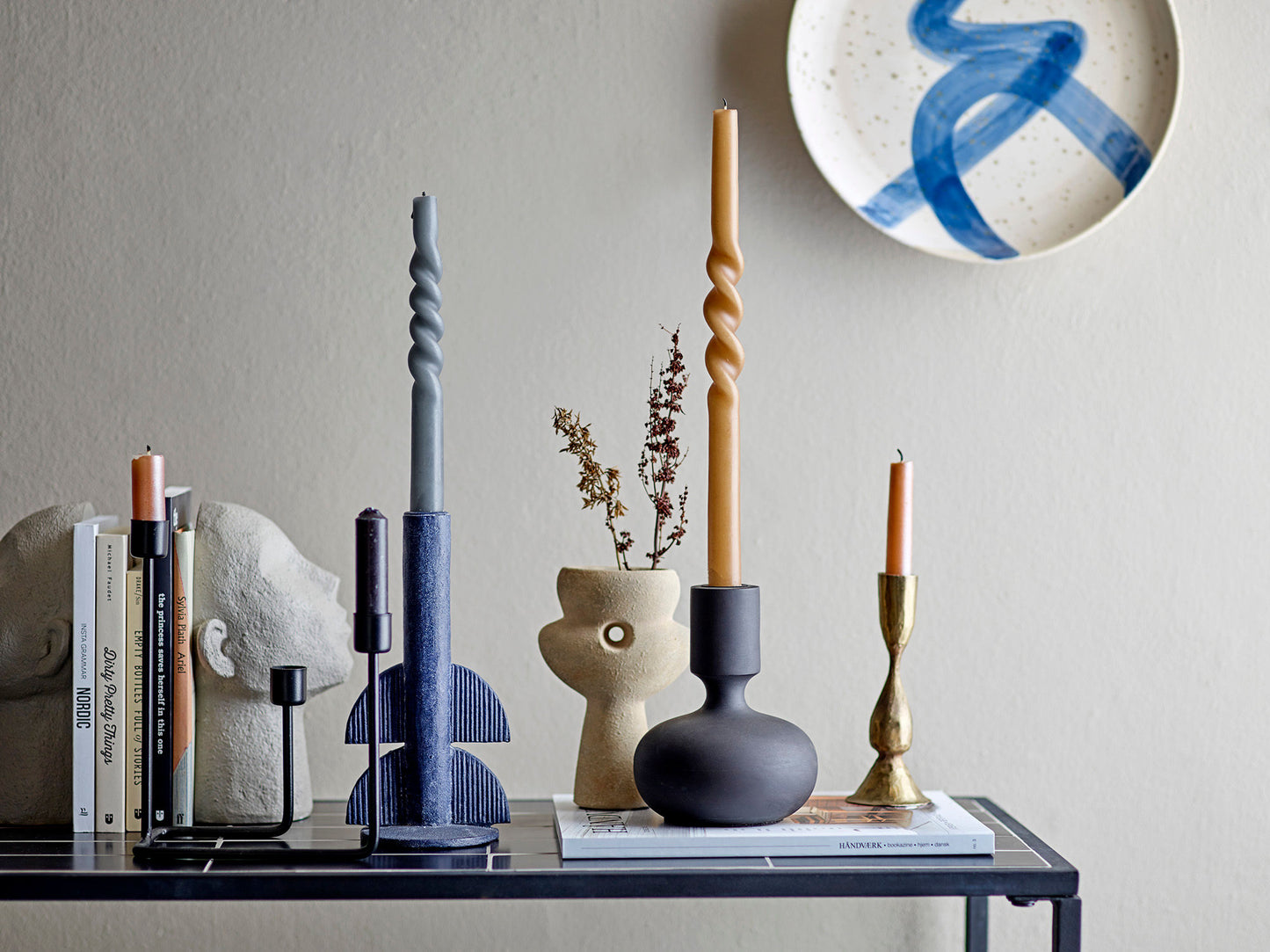 Bloomingville Bess Kerzenhalter, Blue, Polyresin