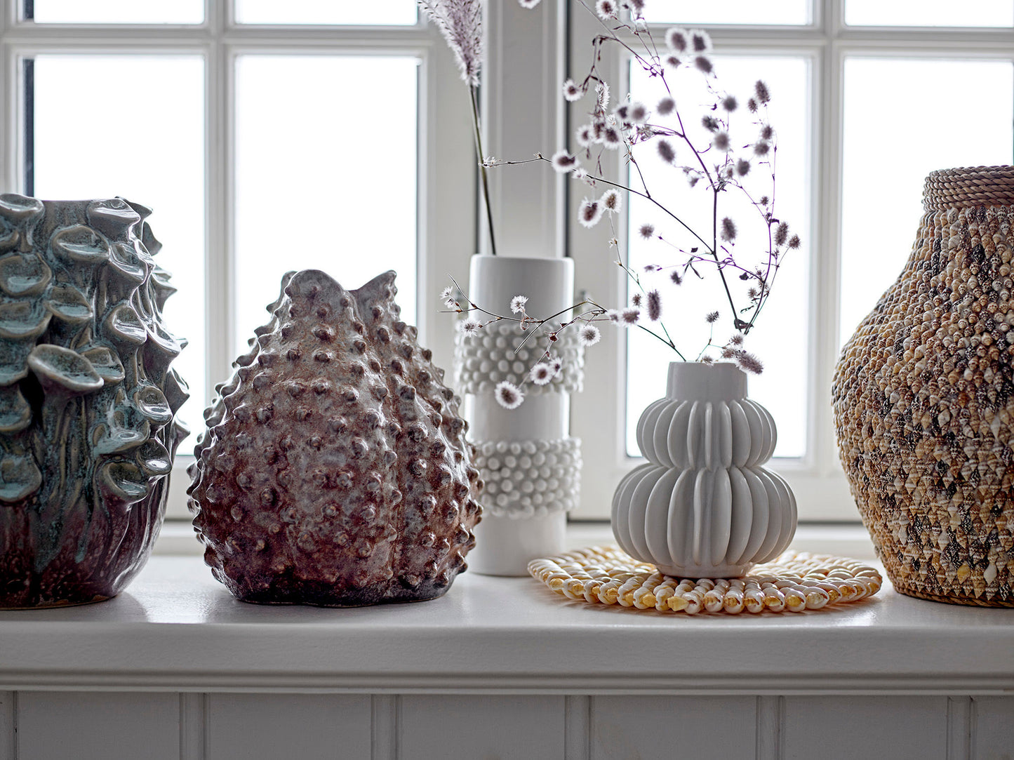 Bloomingville Halfdan Vase, Weiß, Steingut
