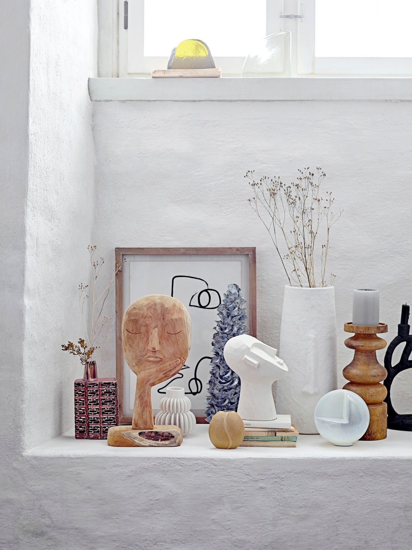 Bloomingville Halfdan Vase, Weiß, Steingut