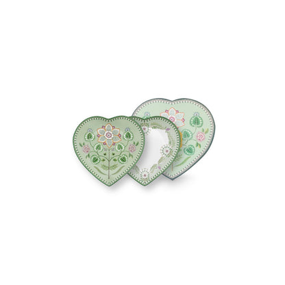 Pip Studio Teller Heart Shape Plates Lily&Lotus Light Green 21.5cm