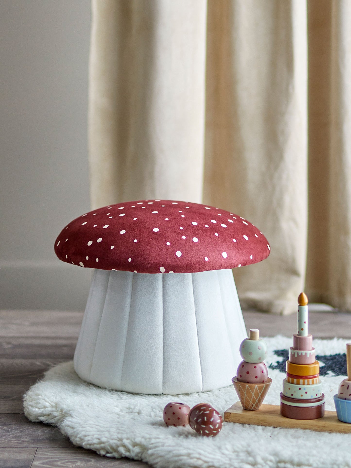 Bloomingville MINI Lue Pouf, Rot, Polyester