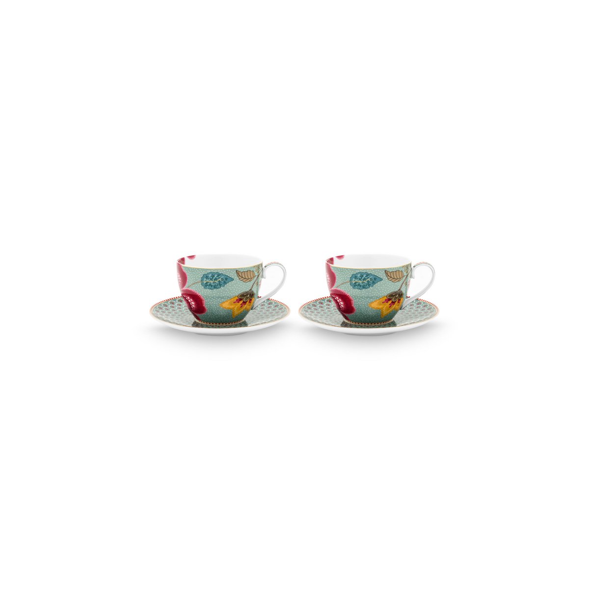 2er Set Cups and Saucers Blooming Tales Fantasy Blue