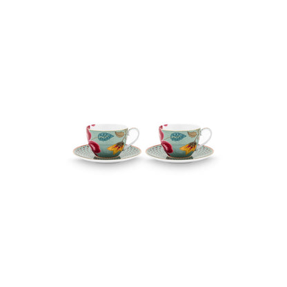 2er Set Cups and Saucers Blooming Tales Fantasy Blue