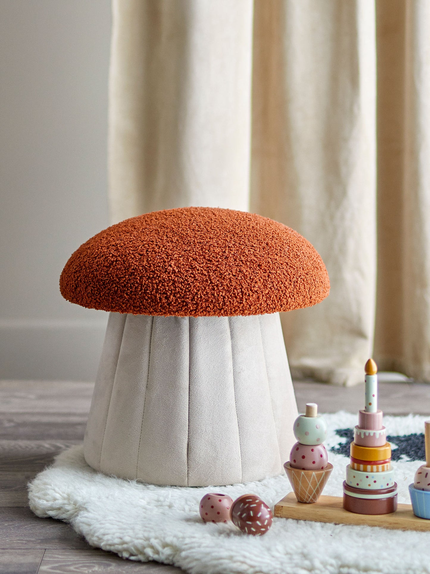 Bloomingville MINI Bertil Pouf, Rot, Polyester