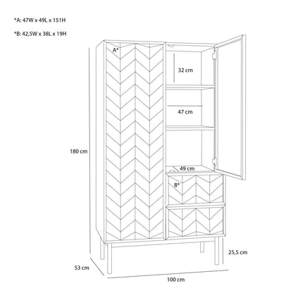 Hübsch Herringbone Kleiderschrank Large Naturfarben