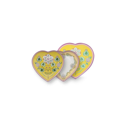 Set/2 Heart Shape Plates Lily&Lotus Yellow 21.5cm