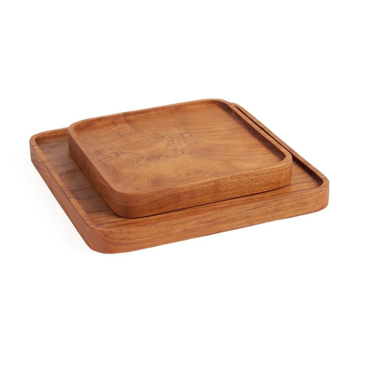 Tablett quadratischer Teller aus Teakholz – Natur – XS