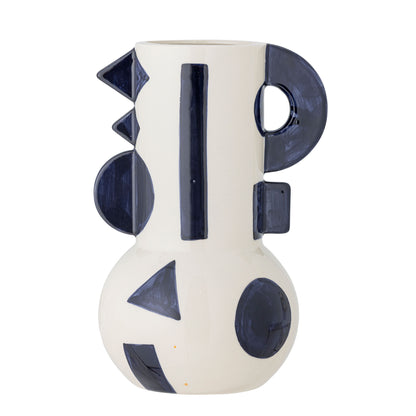 Bloomingville Graphica Vase, Blue, Steingut