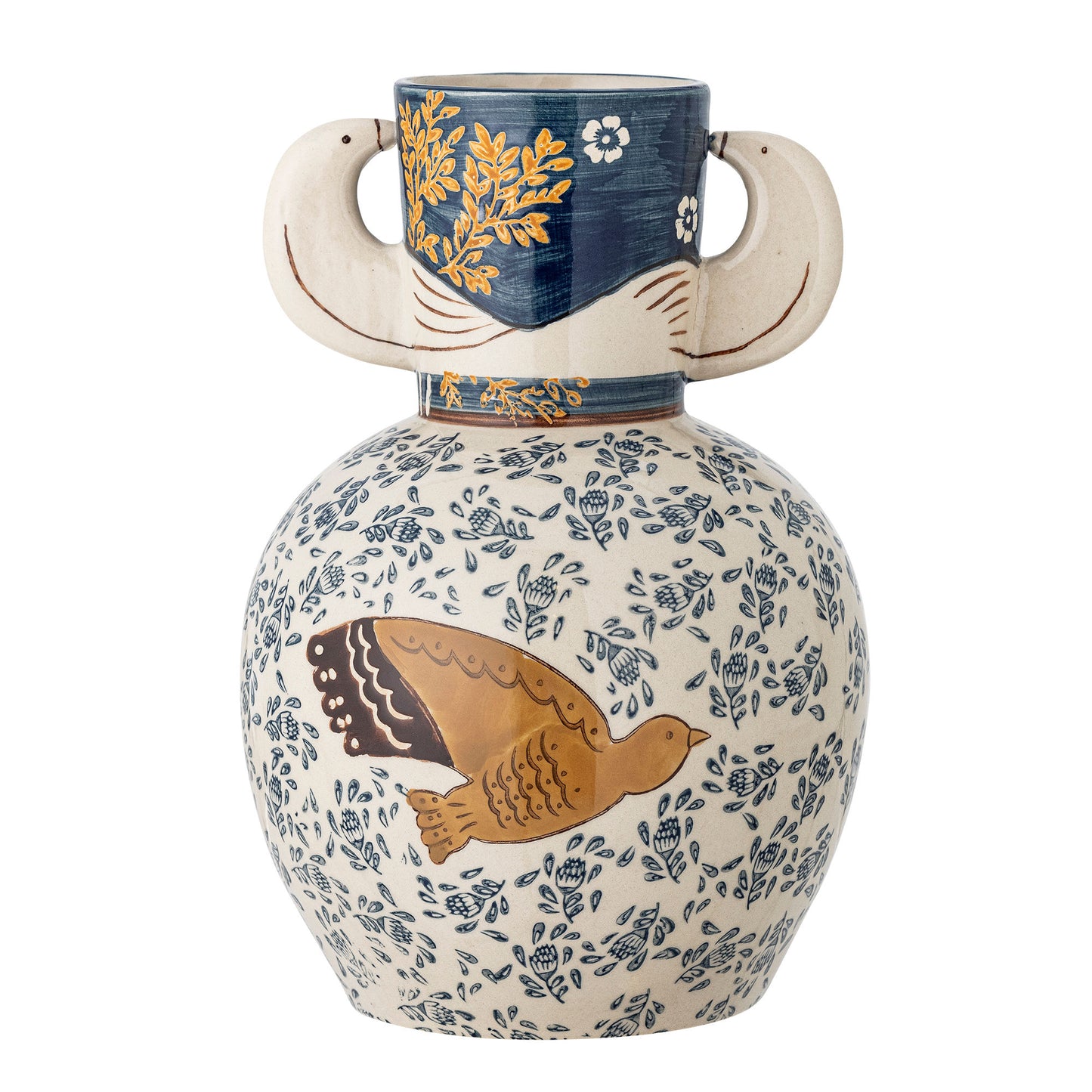 Bloomingville Hezha Vase, Blue, Steingut