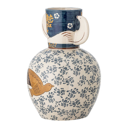 Bloomingville Hezha Vase, Blue, Steingut