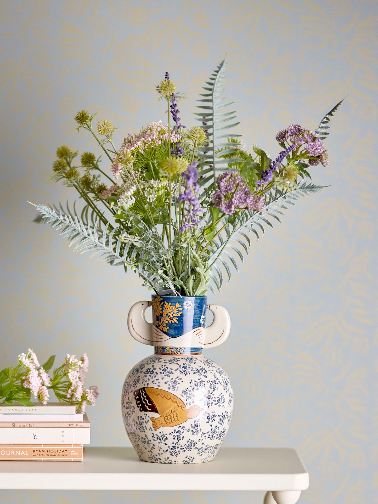 Bloomingville Hezha Vase, Blue, Steingut