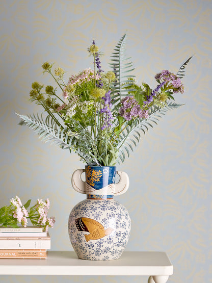 Bloomingville Hezha Vase, Blue, Steingut