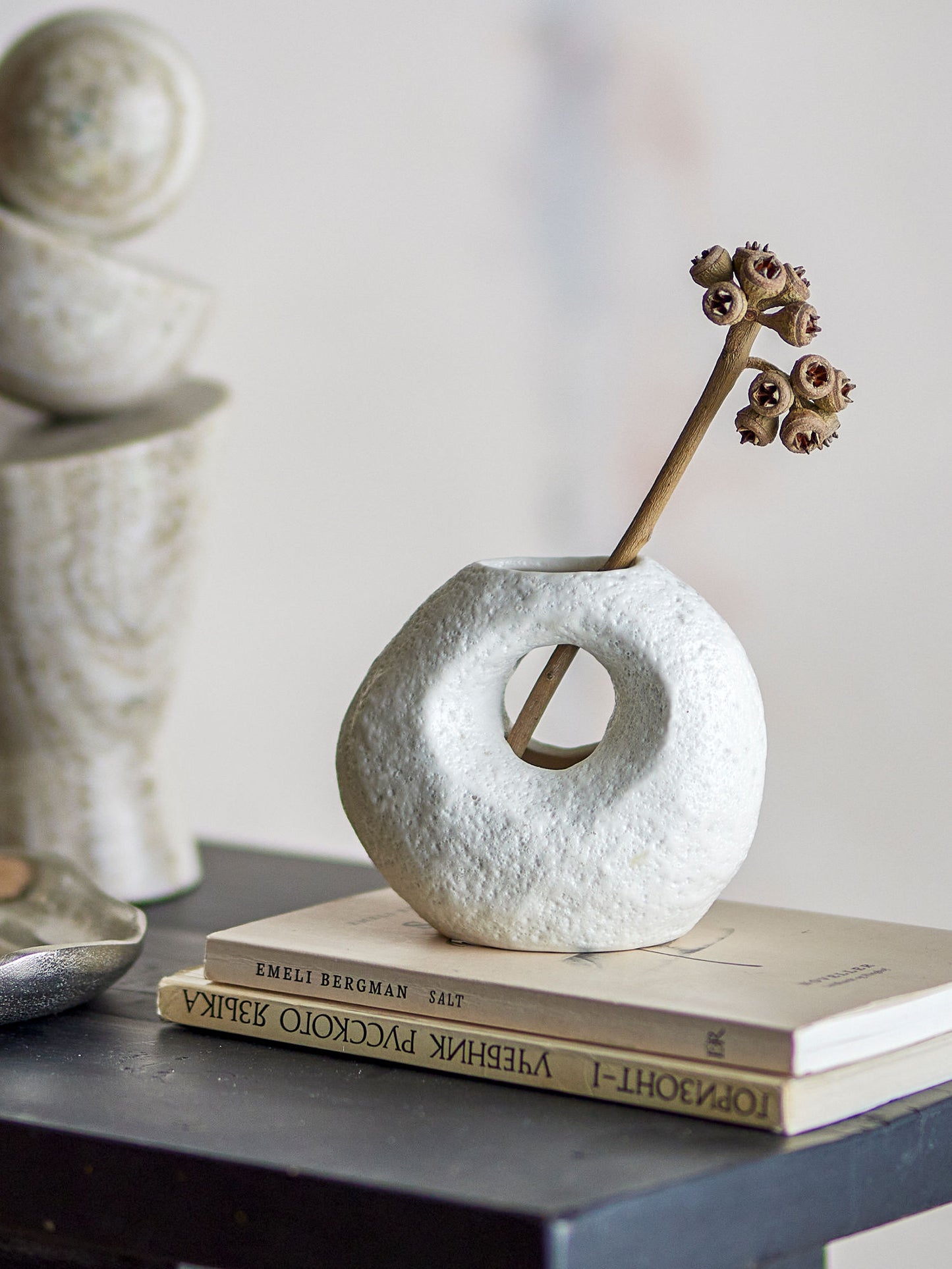Bloomingville Caia Vase, Weiß, Steingut