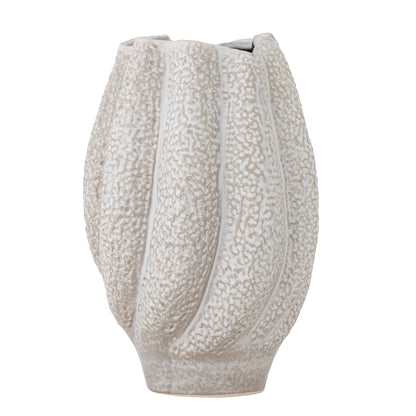 Bloomingville Cove Vase, Weiß, Steingut