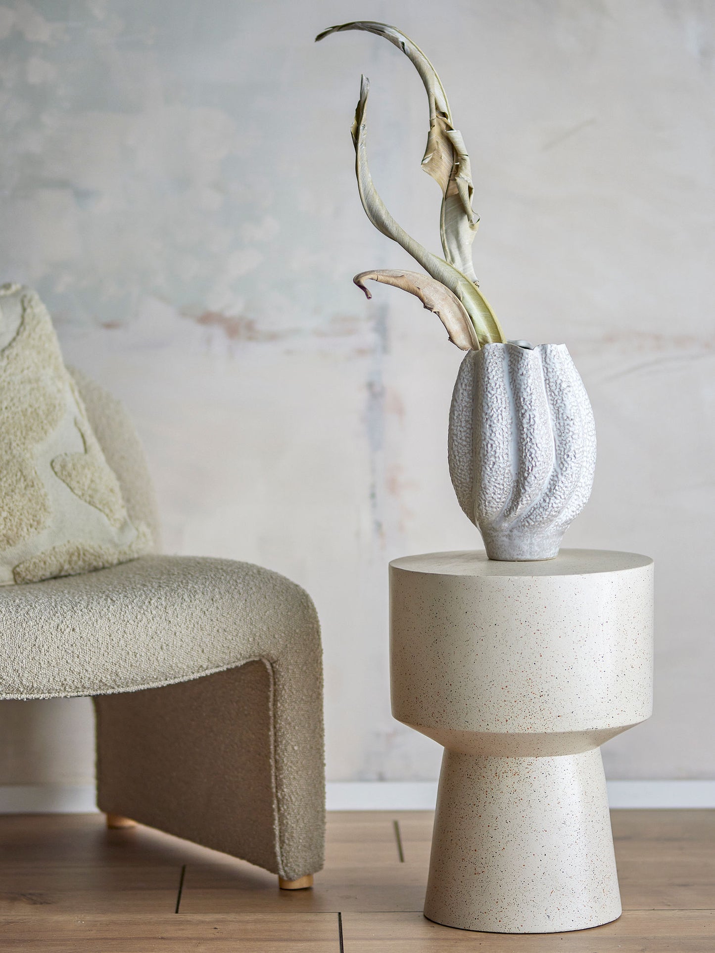 Bloomingville Cove Vase, Weiß, Steingut