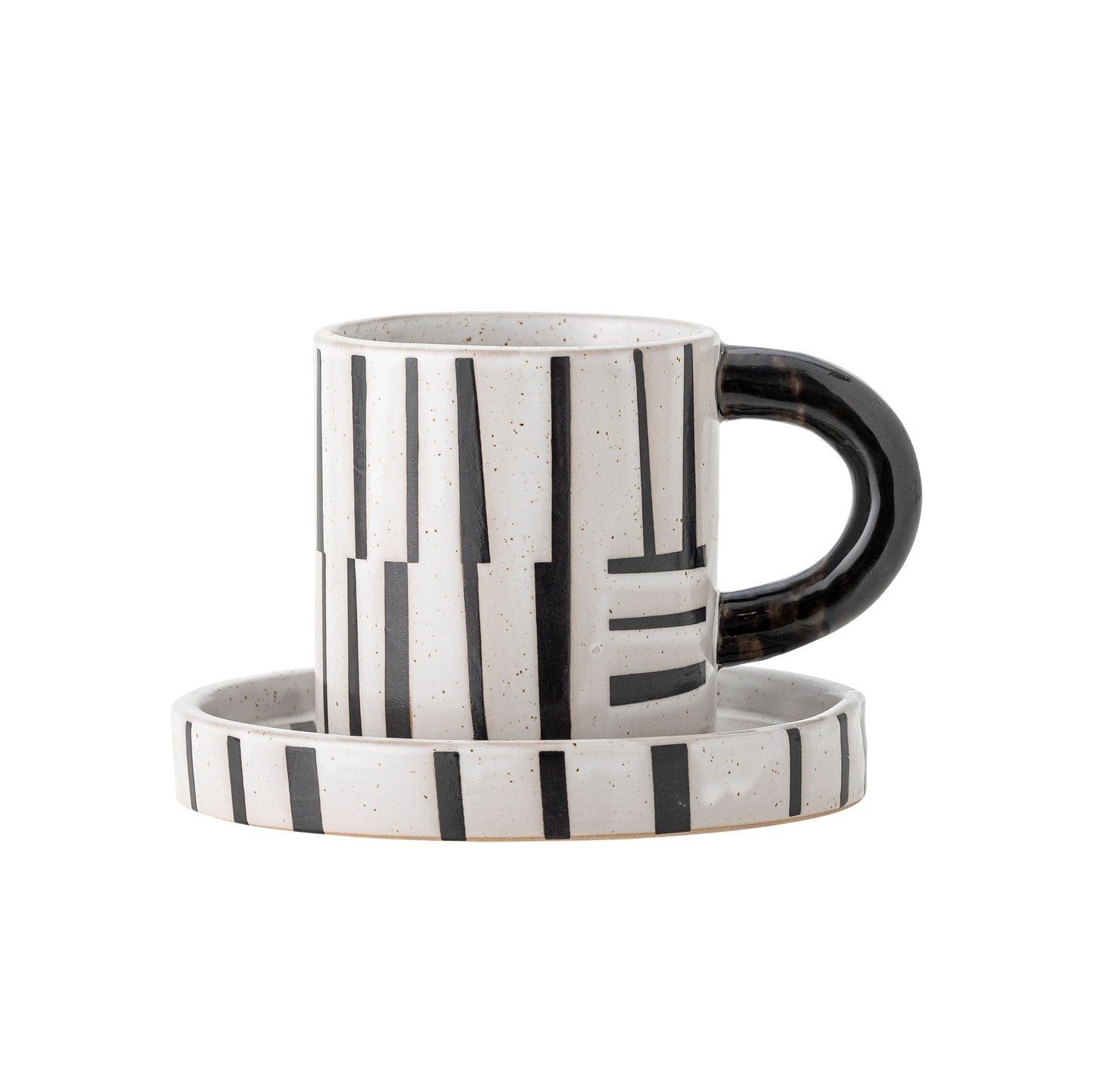 Bloomingville Frankie Tasse mit Untertasse, Schwarz, Steingut