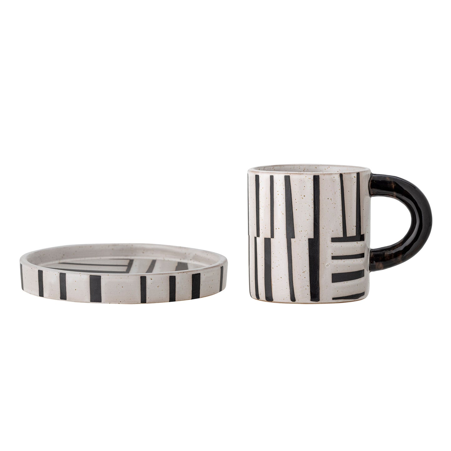 Bloomingville Frankie Tasse mit Untertasse, Schwarz, Steingut