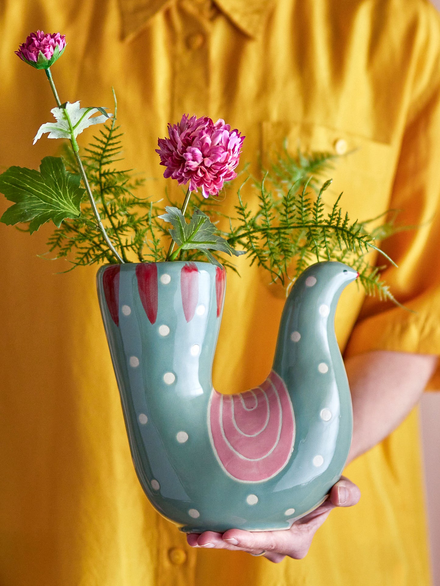 Bloomingville Trudy Vase, Blau, Steingut