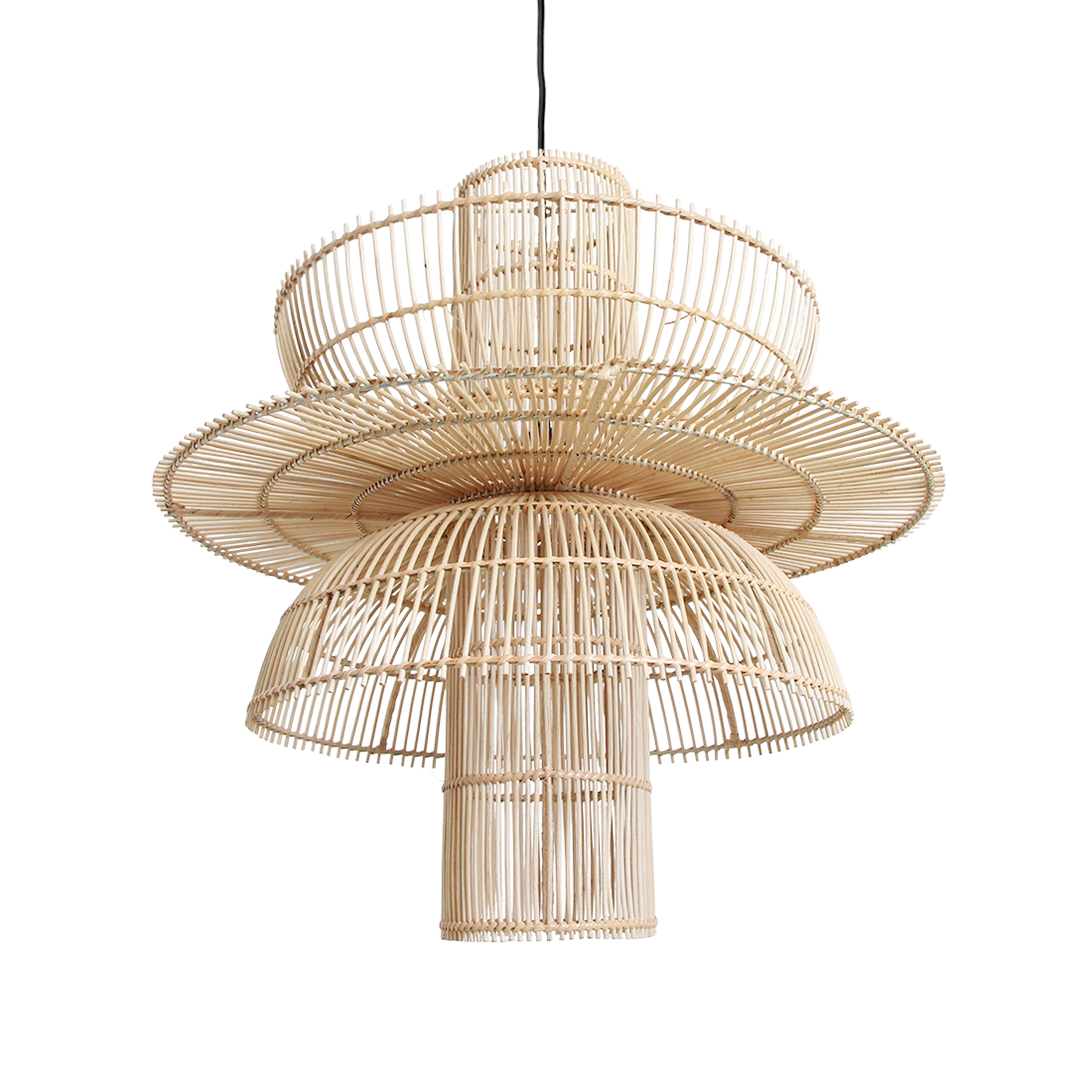 Saturn Hängelampe aus Rattan