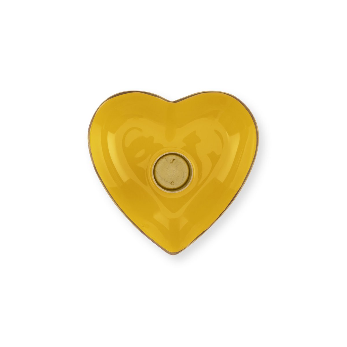 Set/2 Candle Holders Metal Heart Yellow 10x3cm
