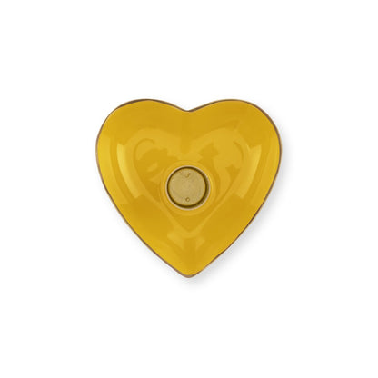 Set/2 Candle Holders Metal Heart Yellow 10x3cm