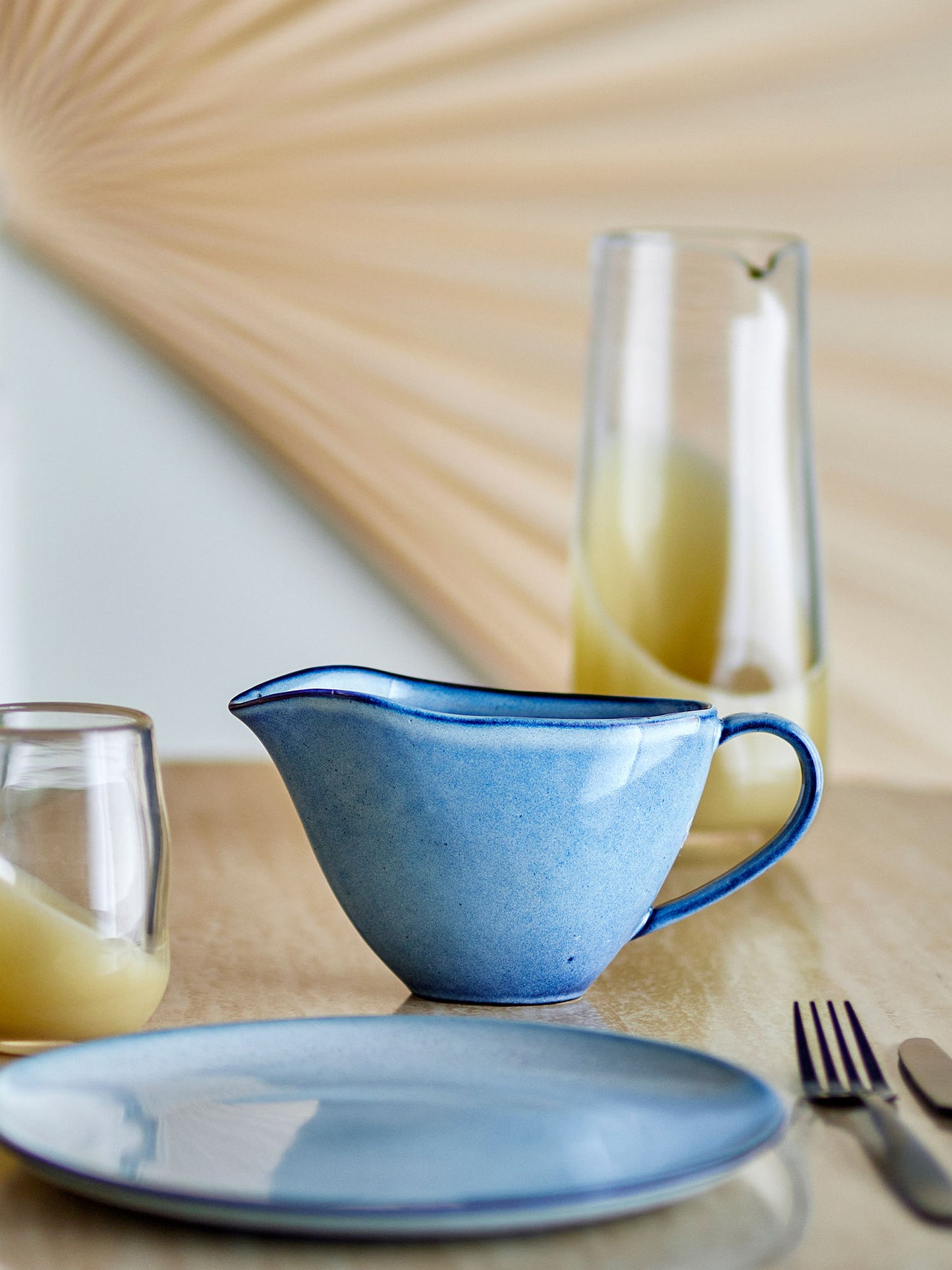 Bloomingville Sandrine Sauciere, Blau, Steingut