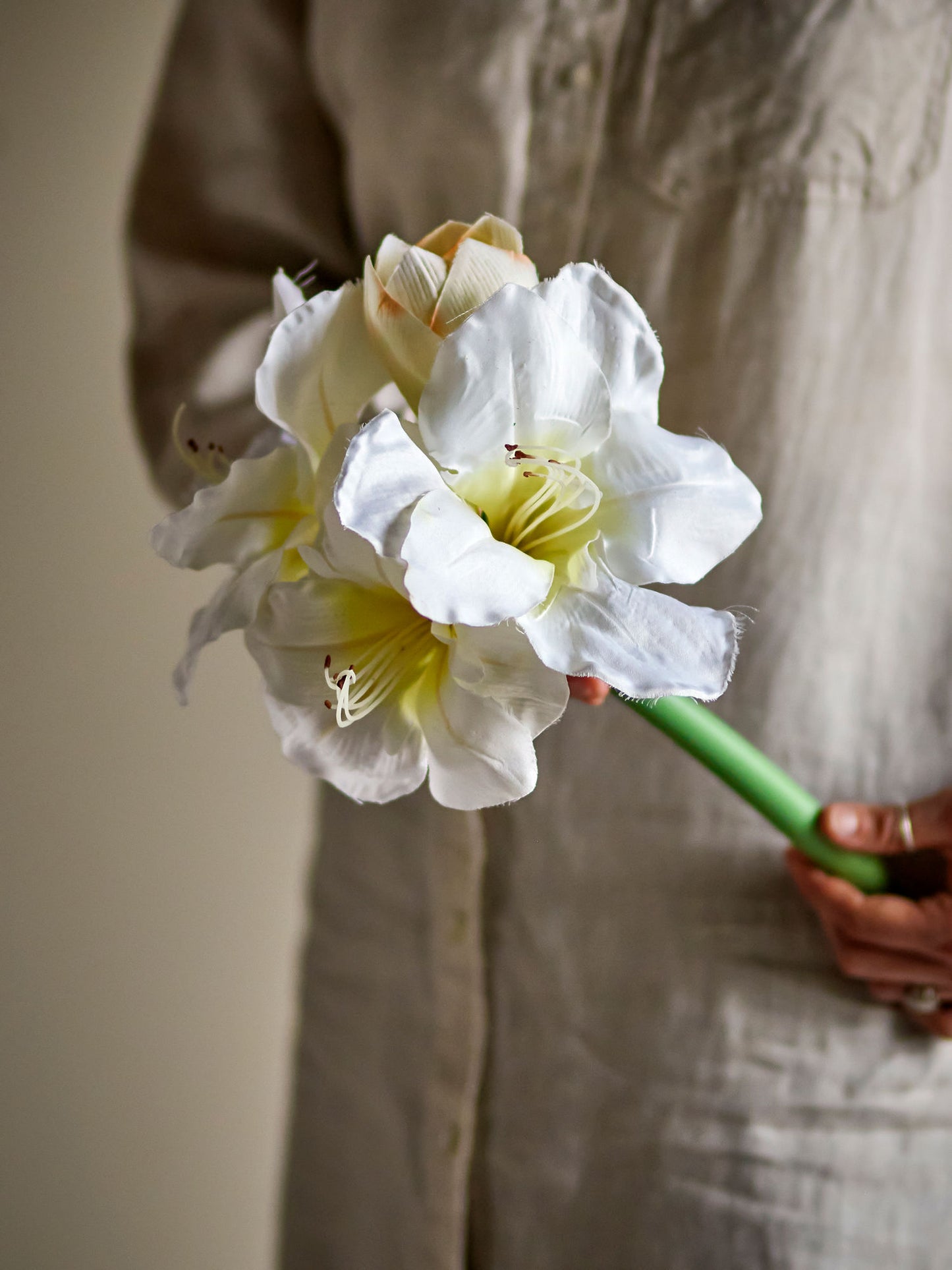 Bloomingville Amaryllis Stiel, Weiß, Künstliche Blumen