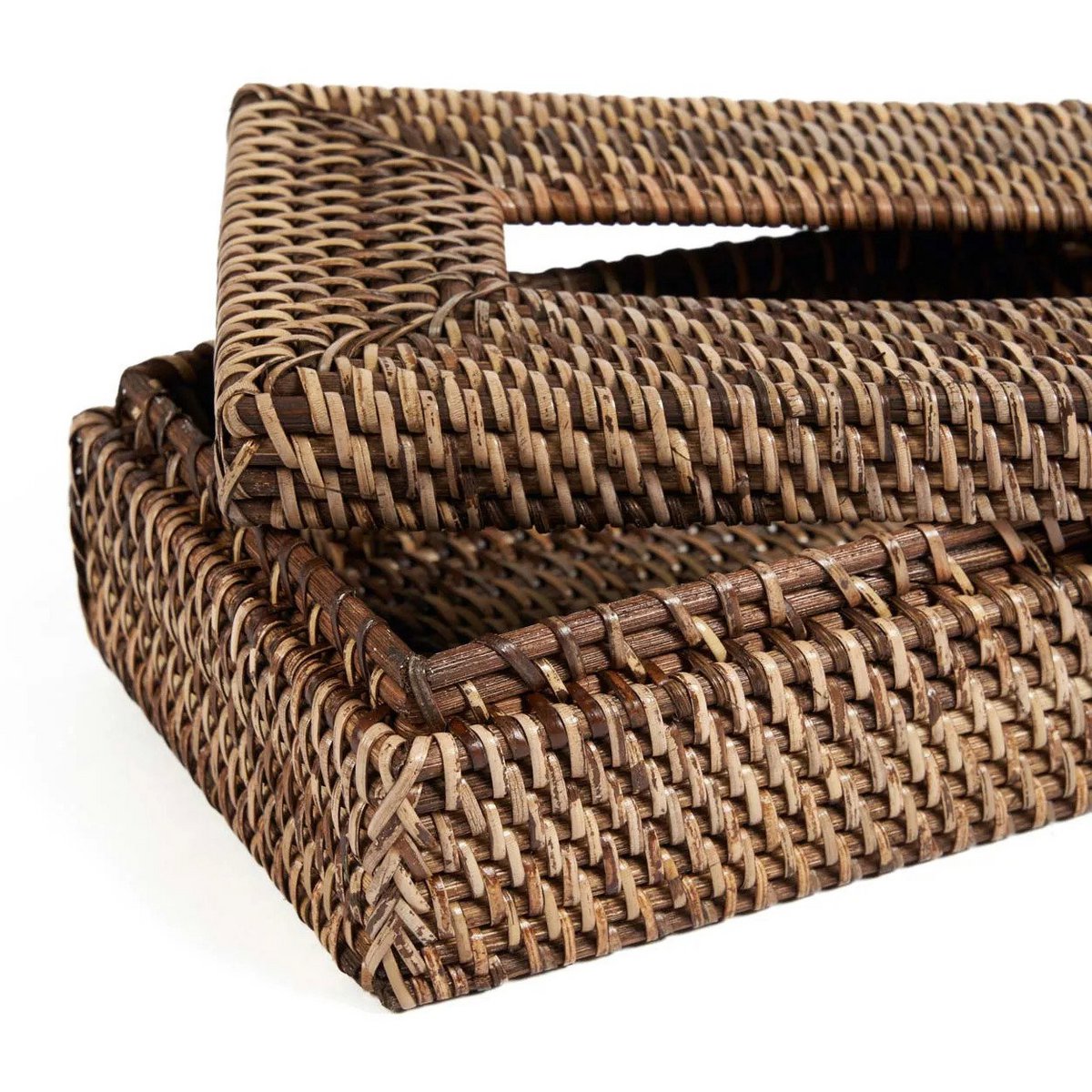 Bazar Bizar Taschentuchbox aus Rattan – Naturbraun