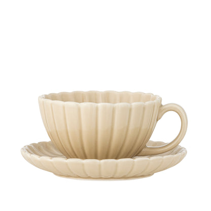 Bloomingville Latina Tasse mit Untertasse, Natur, Steingut