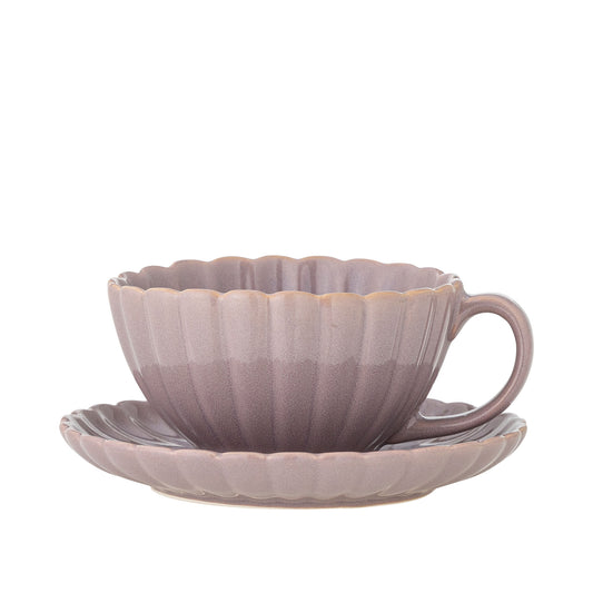 Bloomingville Latina Tasse mit Untertasse, Rose, Steingut