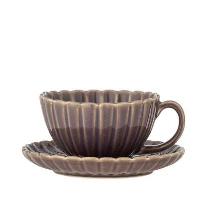 Bloomingville Latina Tasse mit Untertasse, Violett, Steingut