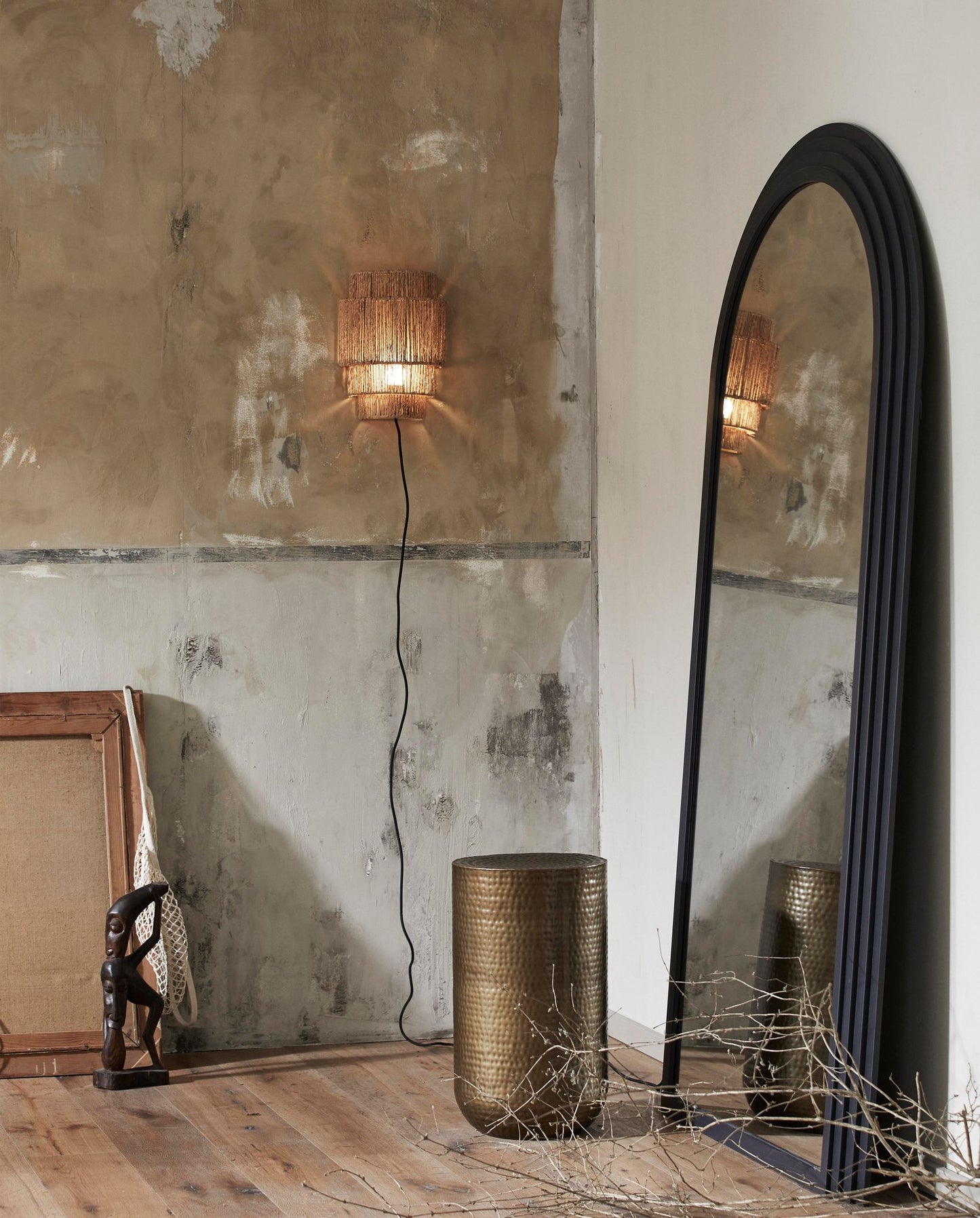 Nordal AIDOS Wandlampe Rattan - nature 13x25x34 cm
