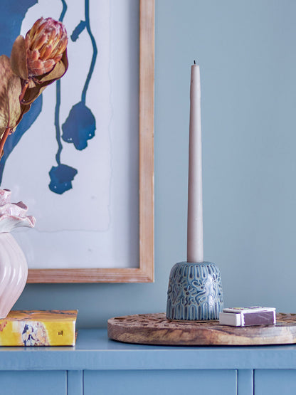 Bloomingville Samsin Kerzenhalter, Blue, Steingut