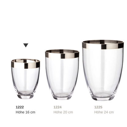 EDZARD Vase Charlotte, mundgeblasenes Kristallglas mit Platinrand, Höhe 16 cm, Durchmesser 12 cm
