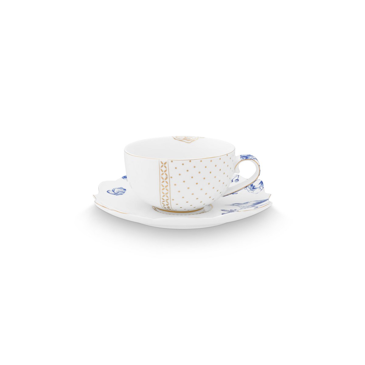 Set/2 Tea Cups & Saucers Royal White