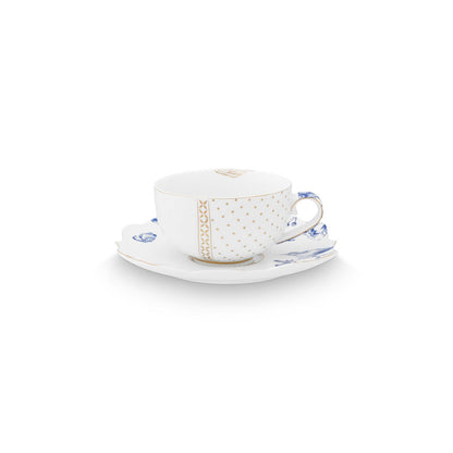 Set/2 Tea Cups & Saucers Royal White