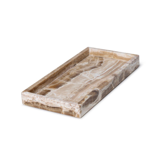 Marmor-Tablett mit Rand aus Sandelholz-Onyx