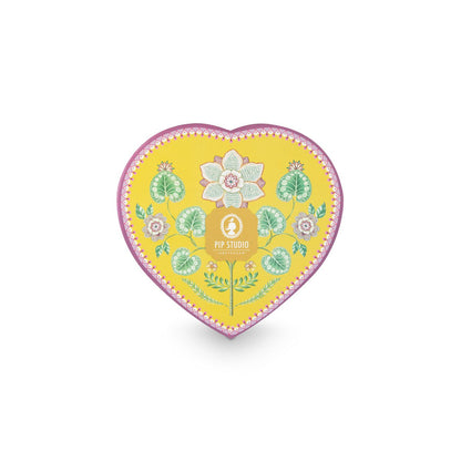 Set/2 Heart Shape Plates Lily&Lotus Yellow 21.5cm