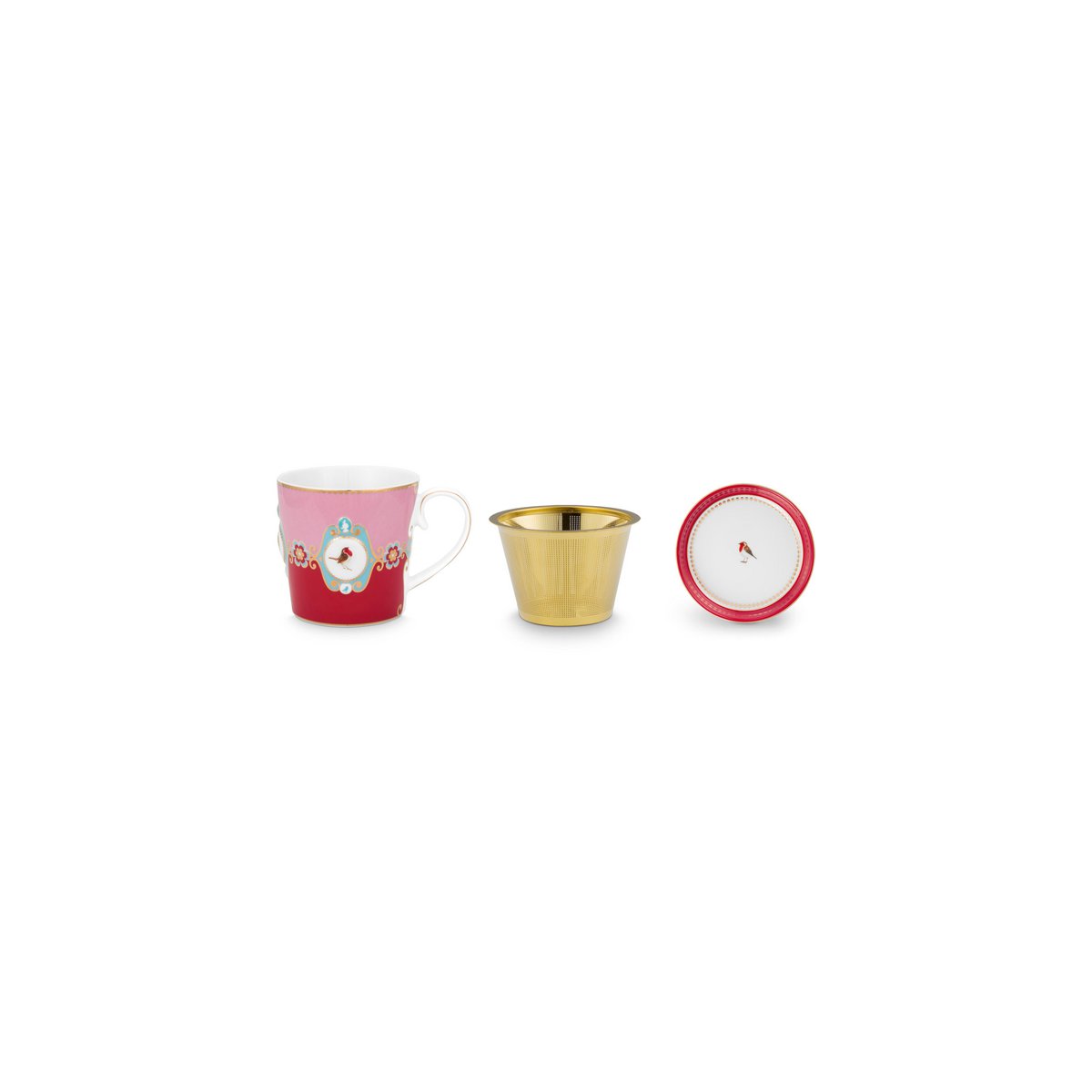 Pip Studio Teetasse One Love Birds Medallion Red-Pink