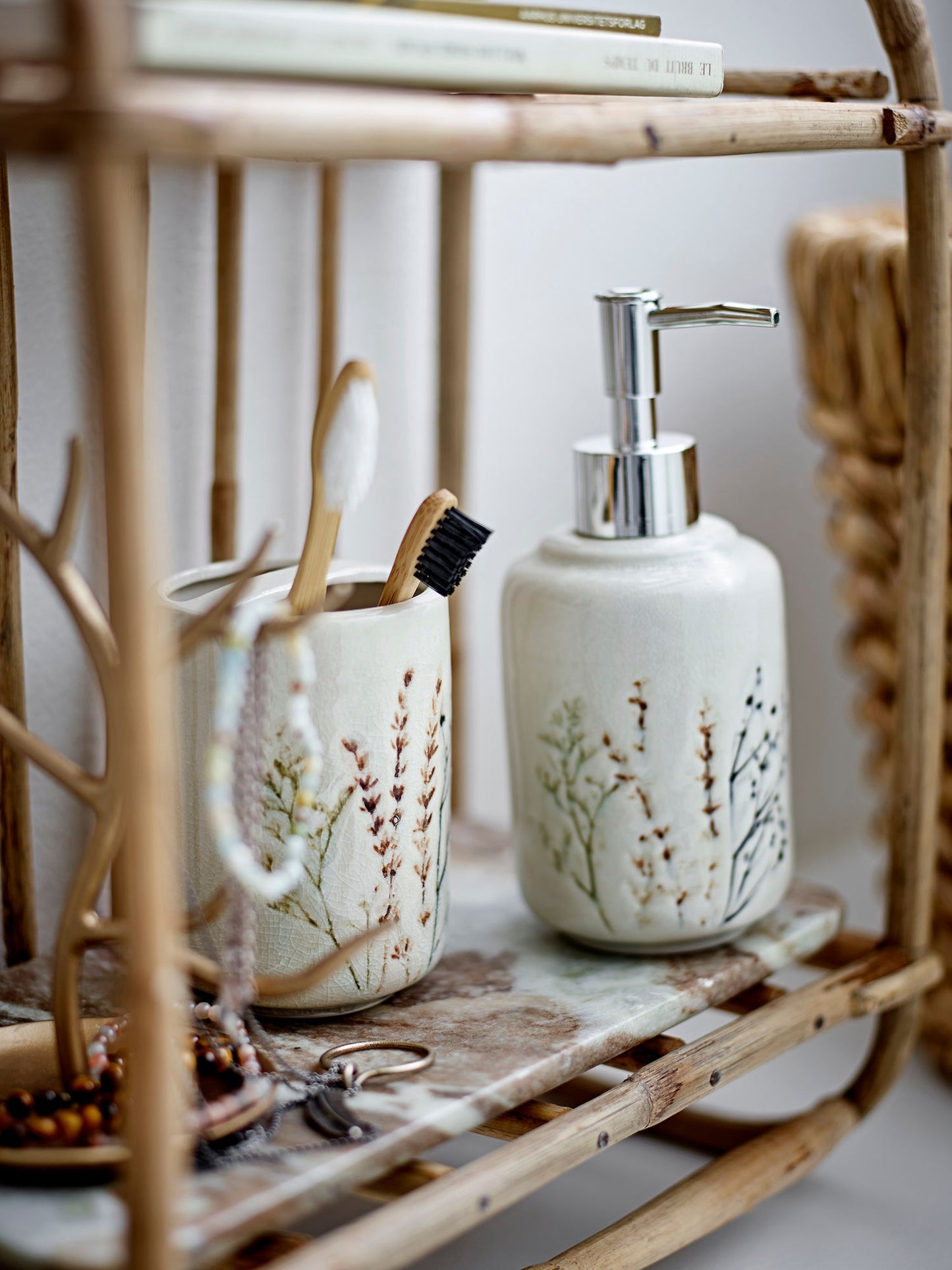 Bloomingville Bea Seifenspender-Set, Natur, Steingut