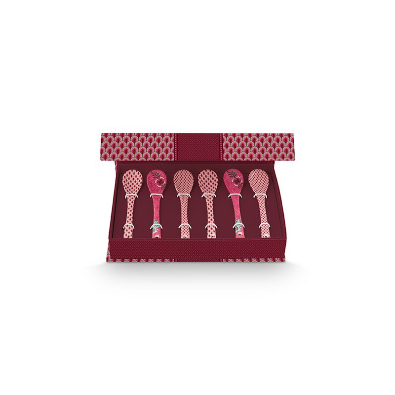 Giftset Teelöffel Oriental Flower Festival Dark Pink 13cm