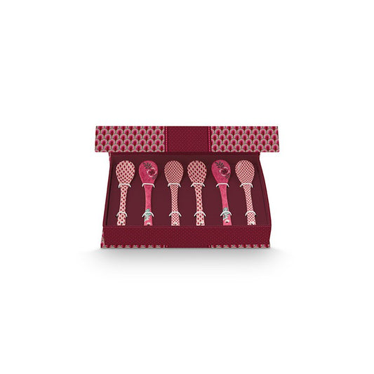 Giftset Teelöffel Oriental Flower Festival Dark Pink 13cm