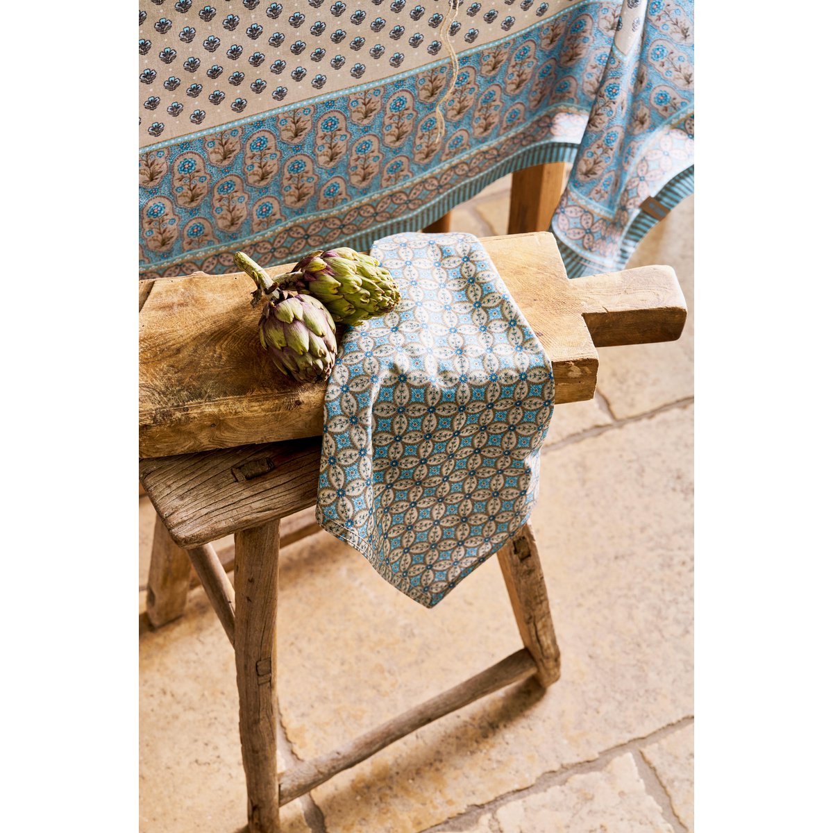 Pip Studio Geschirrtücher 2x Blooming Tales Bustani-Pashmina Khaki-Blue 50x70cm