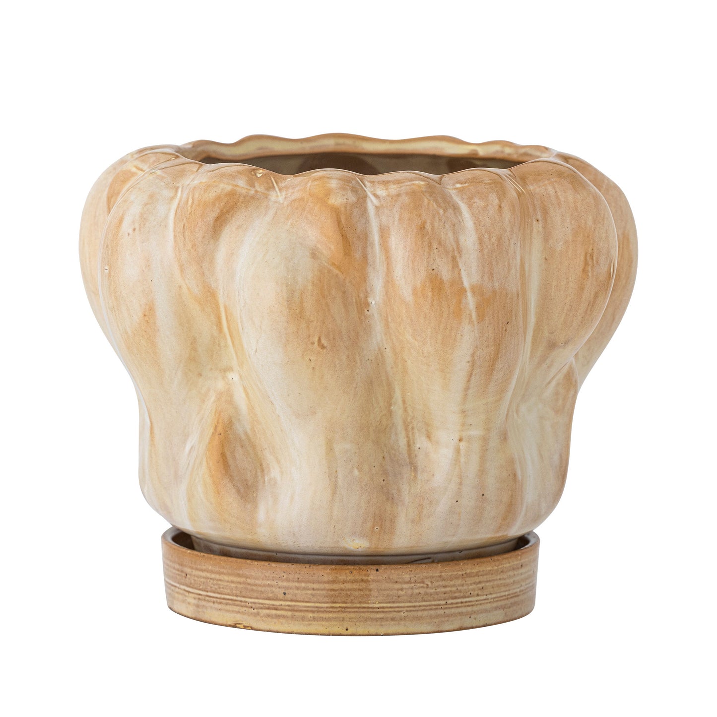 Bloomingville Hollis Blumentopf mit Untertasse, Natur, Steingut