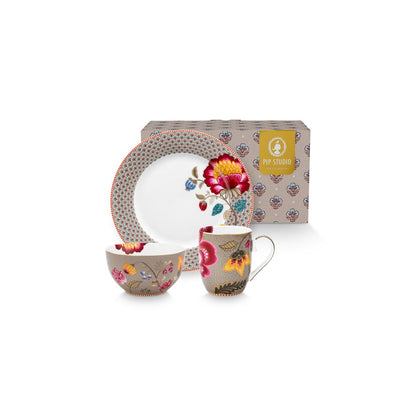 Pip Studio Frühstücksset Blooming Tales Fantasy Khaki